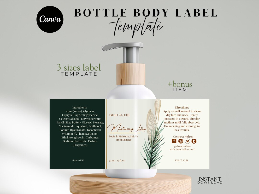 DIY Body Label Template | Editable Canva Designs | Minimalist Product ...