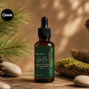 Aesthetic Serum & Oil Label Template, Minimalist Skincare Labels, Editable Cosmetic Packaging Label, Beauty Product Branding, Canva Design