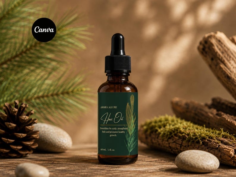Aesthetic Serum & Oil Label Template, Minimalist Skincare Labels, Editable Cosmetic Packaging Label, Beauty Product Branding, Canva Design