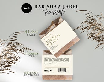 Plantilla de etiqueta para jabón en barra / Editable en Canva / Envoltorio minimalista para jabones / Diseño de empaque imprimible / Etiquetas para ferias de artesanía