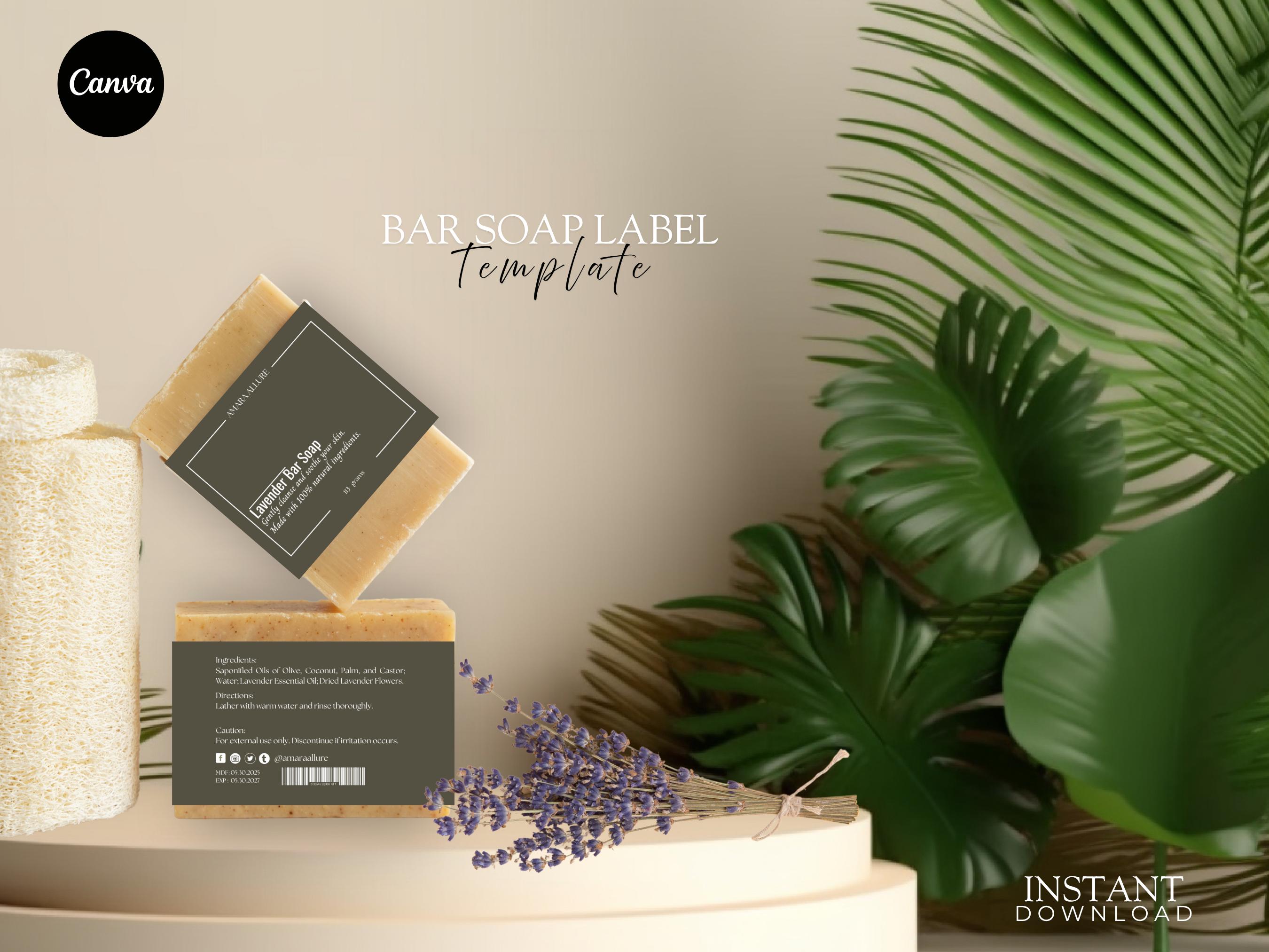 Bar Soap Minimalist Label Template, Editable Soap Packaging Label ...