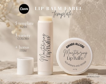 Minimalist Lip Balm Labels Canva Template Custom Lip Balm Stickers Product Labels Digital Lip Balm Packaging Editable Chapstick Label Design