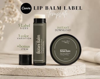 Canva Lip Balm Label Template, Custom Chapstick Sticker Design, Editable Skincare Packaging Label, Small Business Beauty Branding Kit