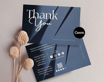 Thank You Card Canva Template | Packaging Insert Discount Card | Small Business Appreciation Box Inserts | Editable Printable Cards