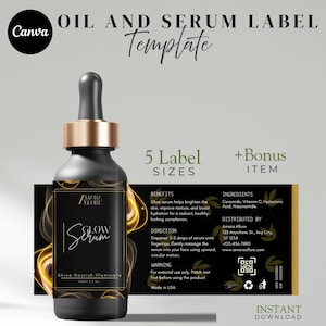 Luxury Black Gold Canva Label Templates Editable Product Labels Template DIY Labels Template Printable Custom Label Templates Dropper Label