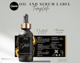 Luxury Black Gold Canva Label Templates Editable Product Labels Template DIY Labels Template Printable Custom Label Templates Dropper Label