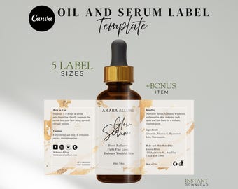 Gold Sleek Design Canva Label Template Editable Product Label Templates DIY Labels Template Printable Custom Label Template Oil & Serum, G15