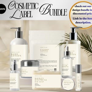 Modello di etichetta modificabile per olio e siero – Design minimalista per adesivi per bottiglie di prodotti per la cura della pelle – Canva Packaging per il branding delle piccole imprese immagine 2