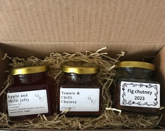 Trio of hand made chutneys gift box