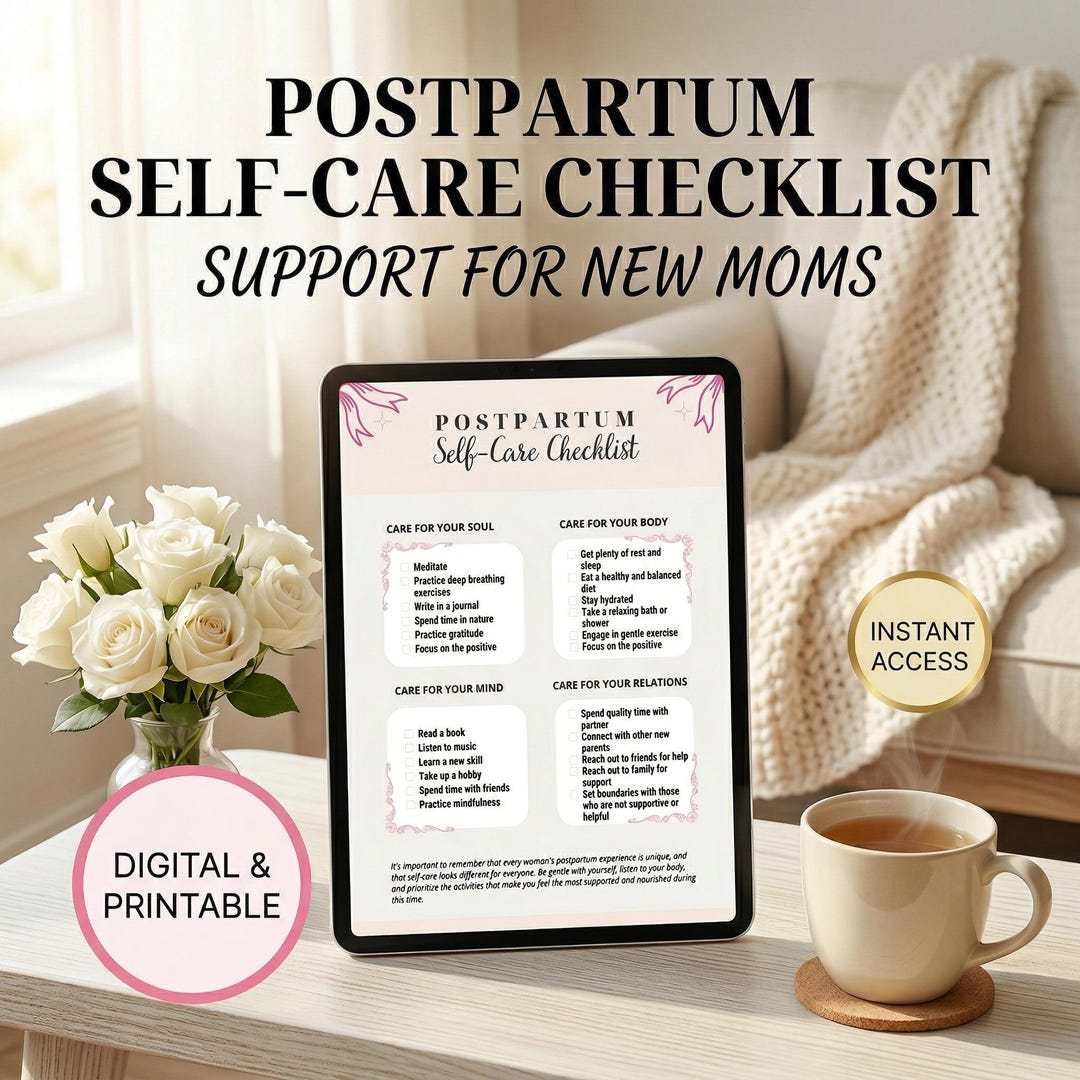 Postpartum Checklist PDF – New Mom Recovery & Self Care Planner - Etsy