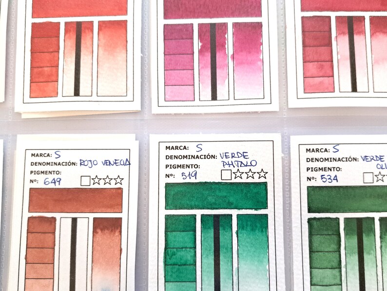 Watercolor Sample Card. A4 Printable Template. English and Spanish ...