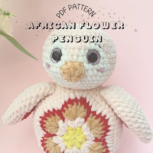 Crochet African Flower Penguin Amigurumi PDF Pattern - Easy DIY Adorable Flower Penguin Cute Soft Toy Instant Download