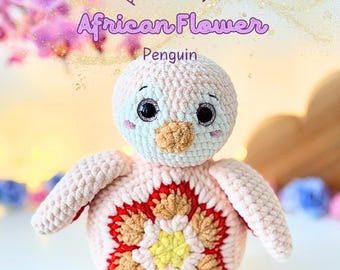 Haakpatroon voor een Afrikaanse bloemenpinguïn (PDF-handleiding) – Geometrische amigurumi knuffel