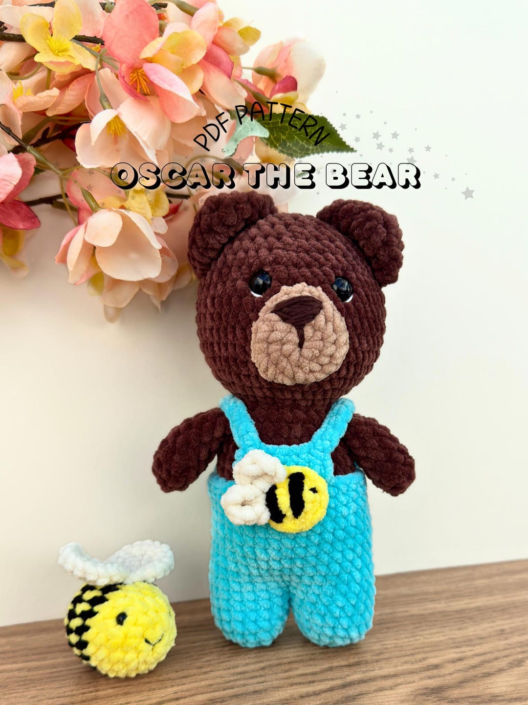 Crochet Bear in Overalls With Bee Amigurumi PDF Pattern - Etsy