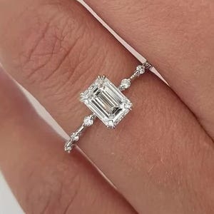 2 CT Emerald Cut Moissanite Solitaire Engagement Ring | 14K Yellow Gold | Wedding, Promise & Anniversary Ring