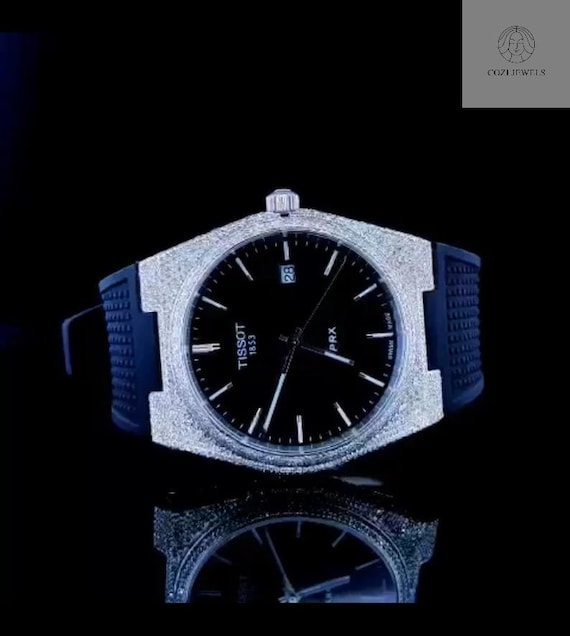 Diamond watch with leather band deals