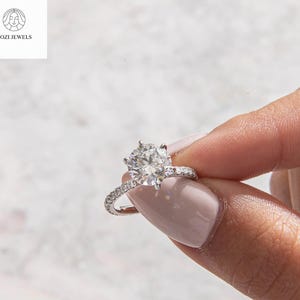 POPULAR STYLE 1.6 Carat D/VVS2 Round Ideal Cut Lab Diamond Pave Set Engagement Ring with Matching Diamond Wedding Band Diamond Ring