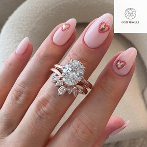 2.5 CT Oval Lab Diamant Verlobungsring Set | Trauringe mit Ringen | Oval Cut Versprechen Jubiläumsring Set | 14K Weissgold