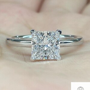 1.50 Carat Princess Cut Lab Diamond Engagement Ring | 14K Yellow Gold Solitaire Ring | 925 Silver