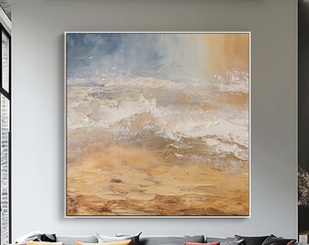 Abstract Handmade Painting, Stunning Sea And Beach View Art,100% Original, Modern Acrylic Canvas Art,Wall Decor Living Room, Office Wall Art