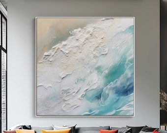 Abstract Handmade Painting, Stunning Sea And Beach View Art,100% Original, Modern Acrylic Canvas Art,Wall Decor Living Room, Office Wall Art