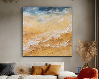 Abstraktes handgemachtes Gemälde, atemberaubende Kunst mit Meer- und Strandblick, 100 % Original, moderne Acryl-Leinwandkunst, ideal für Display-Kunst, Geschenk für Enthusiasten