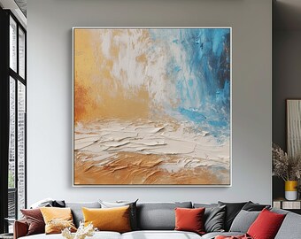 Abstract Handmade Painting , Stunning Sea And Beach View Art,100% Original, Modern Acrylic Canvas Art,Great For Display Art, Enthusiast Gift