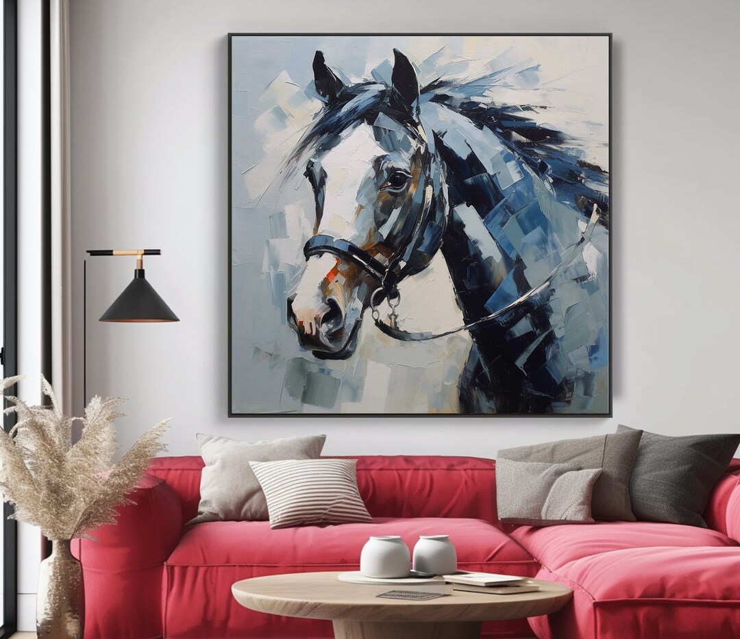 Abstract White Horse Oil Painting on Canvas Wall Art,textured Painting ...