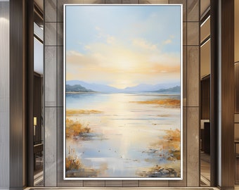 Abstraktes Sonnenuntergangsgemälde, atemberaubende Kunst mit Meer- und Strandblick, 100 % Original, moderne Acryl-Leinwandkunst, ideal für Display-Kunst, Geschenk für Enthusiasten