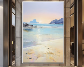Peinture abstraite faite main, superbe vue sur la mer et la plage, 100 % original, art moderne sur toile acrylique, décoration murale salon, art mural bureau