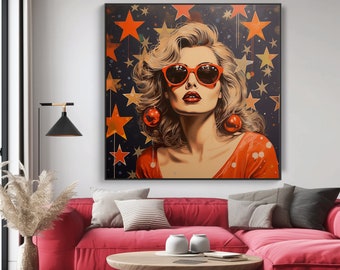 Femme abstraite, peinture à l'huile sur or sur toile, 100 % art acrylique texturé fabriqué à la main, décoration murale chic pour bureau à domicile, cadeau artistique, cadeau élégant