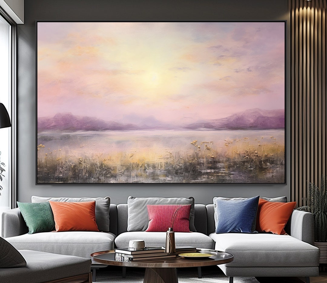 Abstract Sunset Seascape Oil Painting on Canvas , Textured Painting ...