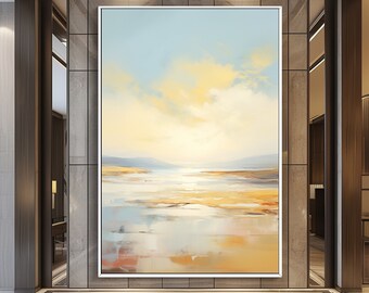 Peinture abstraite de coucher de soleil, superbe vue sur la mer et la plage, 100 % original, art moderne sur toile acrylique, idéal pour la présentation d'art, cadeau pour les amateurs