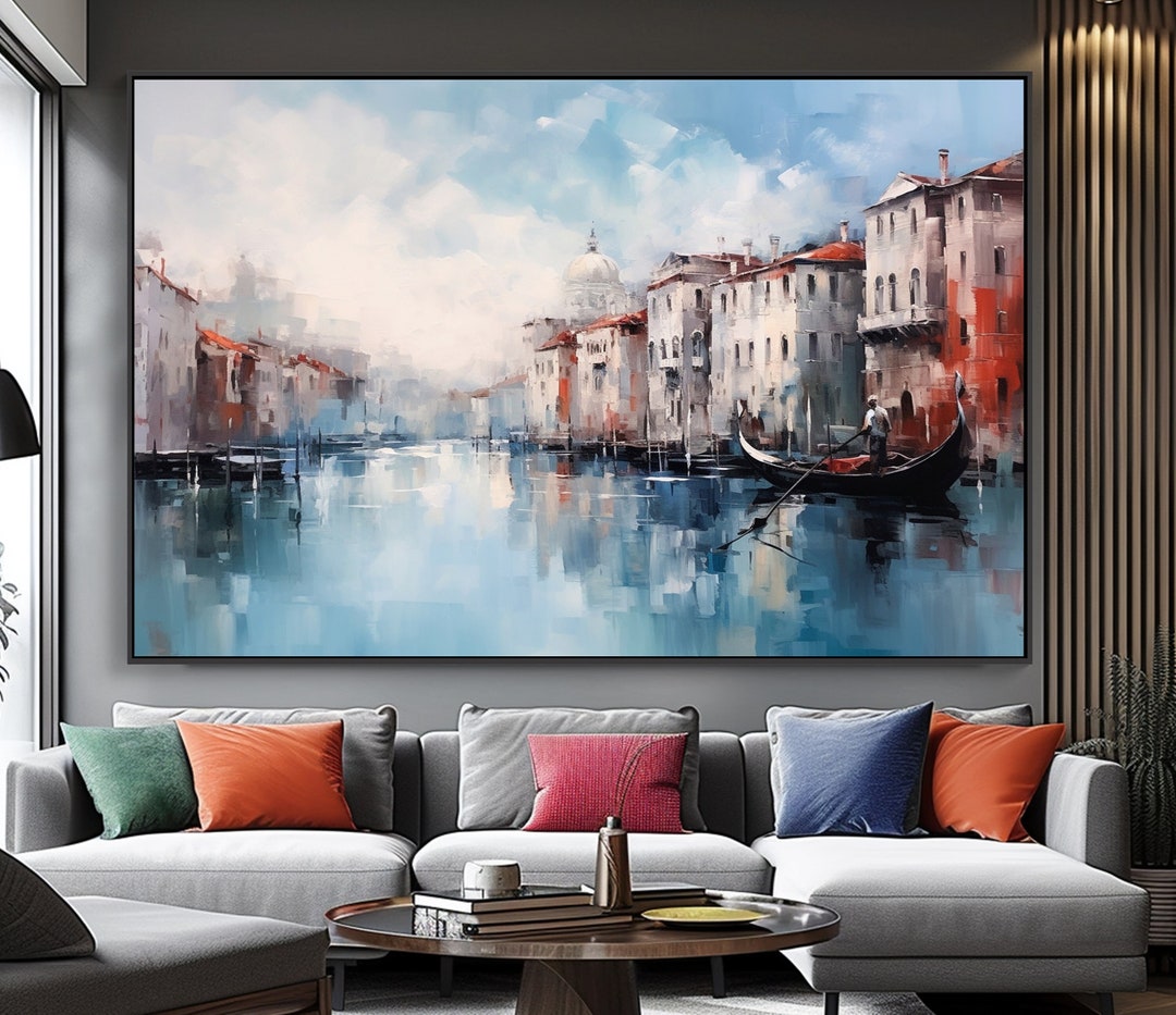 100%venice Boats & Minarets Oil Painting on Canvas,acrylic Abstract Oil ...