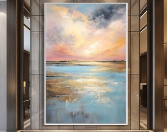 Peinture abstraite faite main, superbe vue sur la mer et la plage, 100 % original, art moderne sur toile acrylique, décoration murale salon, art mural bureau