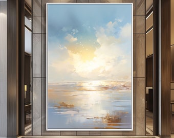 Abstrakter Sonnenuntergang Gemälde, Atemberaubende Meer und Strand Blick Kunst, 100% Original, moderne Acryl Leinwand Kunst, ideal für Display Art, Geschenk für Enthusiasten