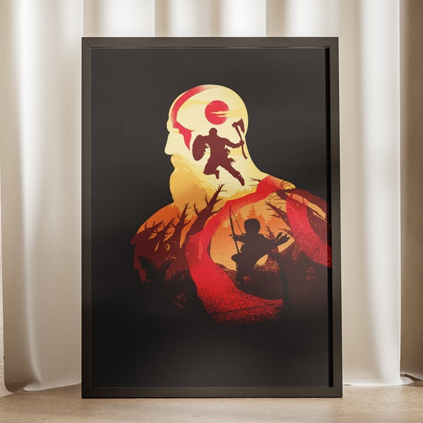 God of War Png, ragnarok, Wall art, atreus, kratos poster, leviathan axe, video game, gift, art, Digital Prints, Digital Download, art
