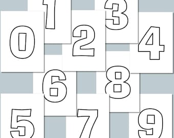 Fun Outline Numbers 0–9 & Math Symbols PDF – 20 Pages, One per Page - Etsy