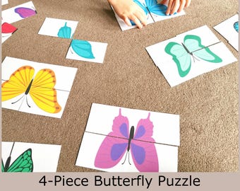 Butterfly Puzzle Printable | Preschool Matching Game | Spring Learning Activity PDF