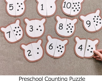 Teddy Bear Counting 1–10 Puzzle | Number Matching Printable PDF | Montessori Preschool Activity