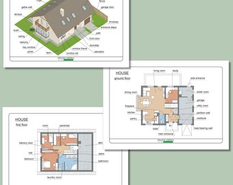 Teile eines Haus Diagramm | Druckbare Aktivitätsseiten für Kinder | Lern-PDF für Homeschool & Klassenzimmer