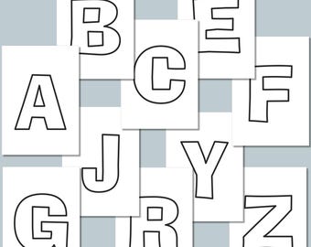 Printable Outline Alphabet Letters A to Z, Uppercase & Lowercase, Coloring and Crafts