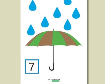 Counting to 10 Printable | Raindrop Math Activity for Preschool | Fine Motor PDF