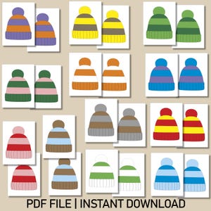 Winter Hats Memory Game: Printable Learning Activity (PDF Download)