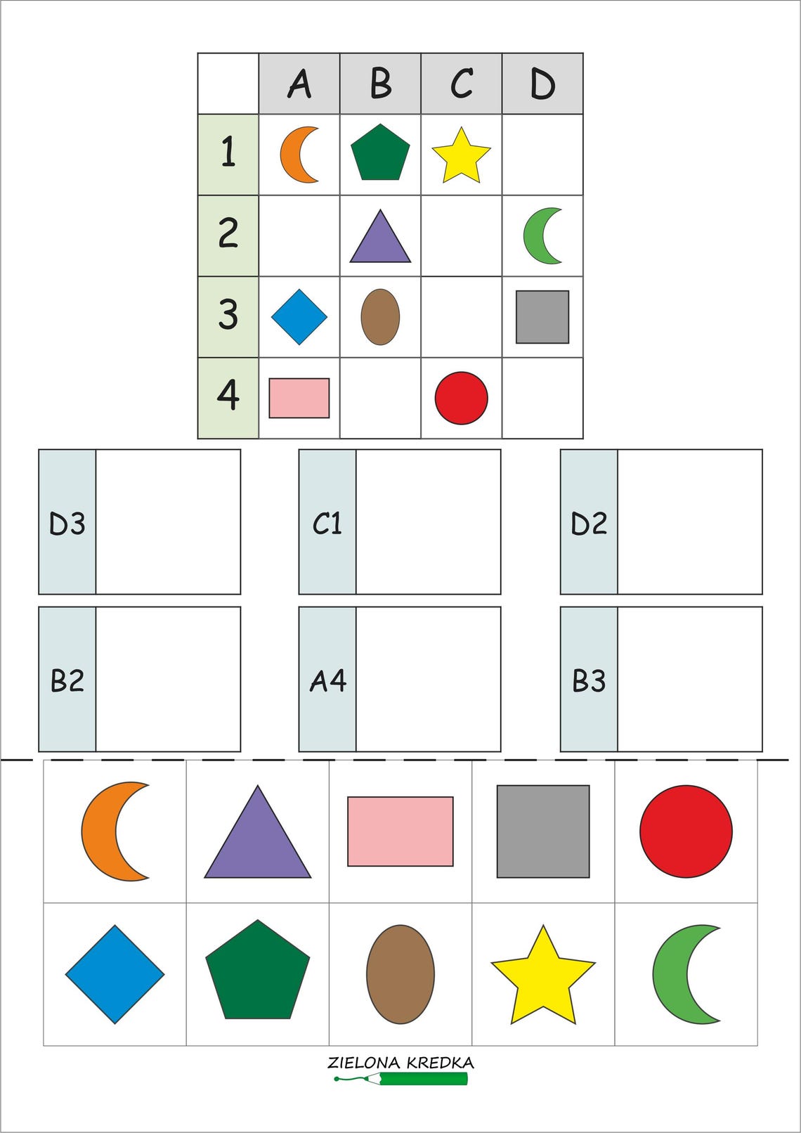 Coordinate Grid Activity for Kindergarten | Cut and Paste Shape ...