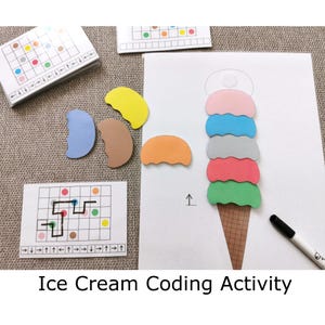 Ice Cream Coding Activity, Follow the Path Game, Unplugged Coding, Kindergarten Printable PDF