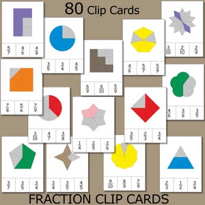 Bruch Clip Karten für Kinder | Visuelle Brüche Math Aktivität | Hands-On Printable für Homeschool & Klassenzimmer