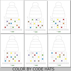 Wintermutsen op kleurcode | Paden en richtingen coderen | Afdrukbare pdf