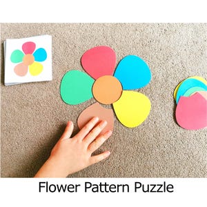 Actividad para niños de combinación de colores de flores / Aprendizaje preescolar Montessori / Material imprimible de primavera / Actividad para crear patrones