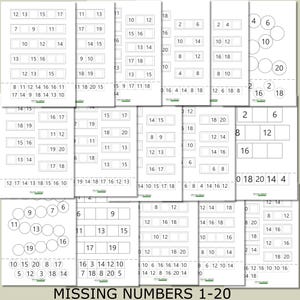 Missing Numbers 1-20 | Cut & Paste Counting Worksheets | Math Activity for Kids